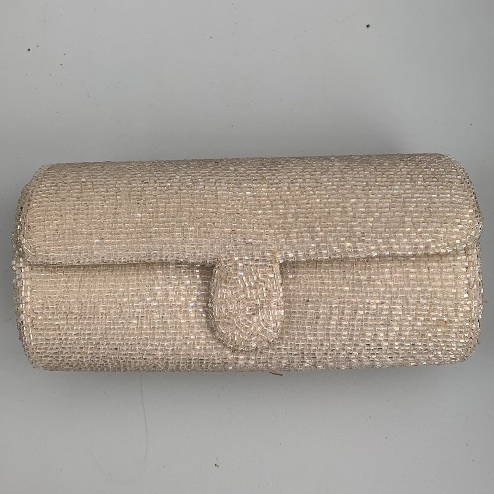 Vintage white beaded clutch - OBO